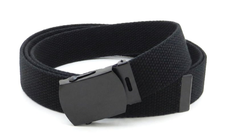 BC Belts Canvas Web Belt Military Style with Black Buckle and Tip 56" Long Many Colors (Black) - Image 3